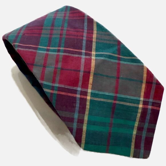 ROOSTER Tie Men L 55” W 3” Tartan Plaid Classic Preppy Schoolboy - Picture 1 of 7